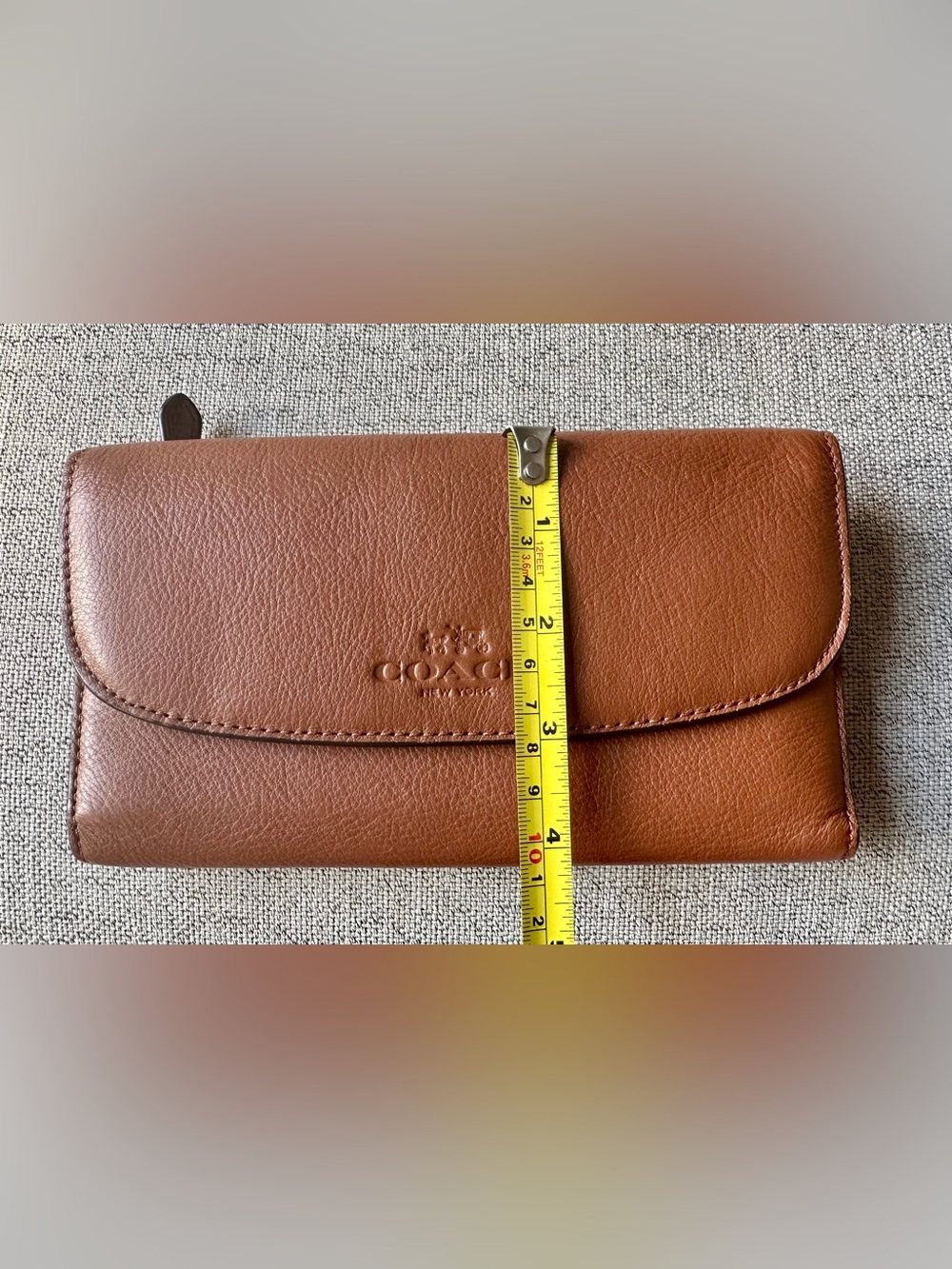 Coach Tri-fold Leather Wallet in Cognac Brown - Picture 9 of 14